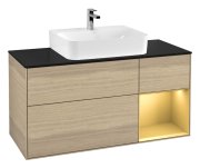 Тумба під раковину Villeroy & Boch Finion 120х50,1 см із підсвічуванням МДФ шпон дуба/скло чорне матове G172HFPC