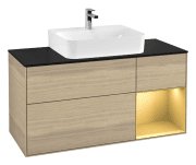 Тумба під раковину Villeroy & Boch Finion 120х50,1 см із підсвічуванням МДФ шпон дуба/скло чорне матове G172HFPC