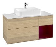 Тумба під раковину Villeroy & Boch Finion 120х50,1 см із підсвічуванням МДФ шпон дуба/скло біле матове G171HBPC