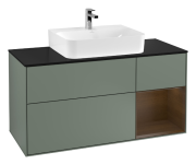 Тумба под раковину Villeroy & Boch Finion 120х50,1 см с подсветкой МДФ оливковый матовый лак/стекло черное матовое G172GNGM