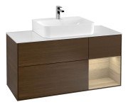 Тумба під раковину Villeroy & Boch Finion 120х50,1 см із підсвічуванням МДФ шпон волоського горіха/скло біле матове G171PCGN