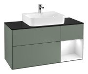 Тумба под раковину Villeroy & Boch Finion 120х50,1 см с подсветкой МДФ оливковый матовый лак/стекло черное матовое G172GFGM