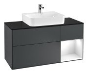 Тумба под раковину Villeroy & Boch Finion 120х50,1 см с подсветкой МДФ темно-синий матовый лак/стекло черное матовое G172GFHG