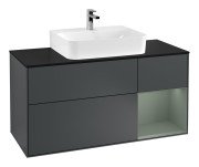 Тумба под раковину Villeroy & Boch Finion 120х50,1 см с подсветкой МДФ темно-синий матовый лак/стекло черное матовое G172GMHG