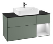 Тумба под раковину Villeroy & Boch Finion 120х50,1 см с подсветкой МДФ оливковый матовый лак/стекло черное матовое G172MTGM