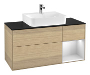 Тумба под раковину Villeroy & Boch Finion 120х50,1 см с подсветкой МДФ шпон дуба/стекло черное матовое G172MTPC