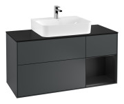 Тумба под раковину Villeroy & Boch Finion 120х50,1 см с подсветкой МДФ темно-синий матовый лак/стекло черное матовое G172PDHG