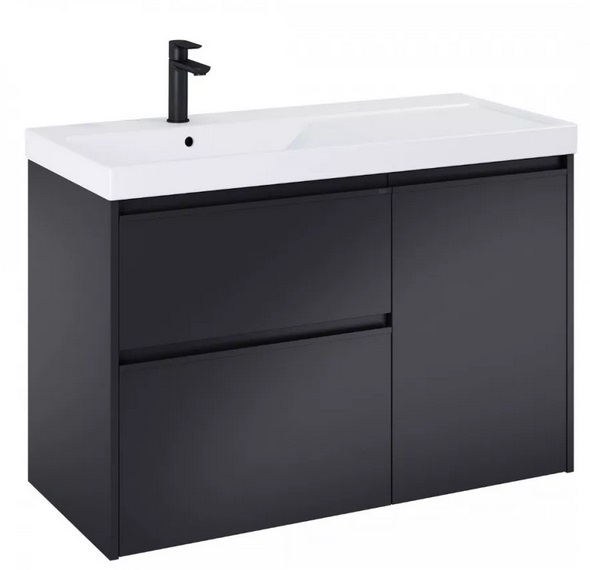 Тумба с раковиной Roca Gap Pro 100х46 см левосторонняя ДСП черный матовый A852062532