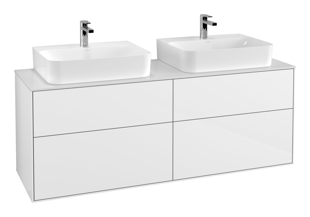 Тумба під раковину Villeroy & Boch Finion 160х50,1 см з підсвіткою МДФ білий глянцевий лак/скло біле матове G18100GF