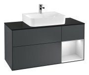 Тумба под раковину Villeroy & Boch Finion 120х50,1 см с подсветкой МДФ темно-синий матовый лак/стекло черное матовое G172MTHG