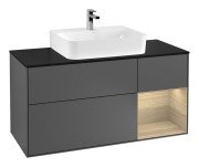 Тумба під раковину Villeroy & Boch Finion 120х50,1 см із підсвічуванням МДФ антрацит матовий лак/скло чорне матове G172PCGK