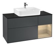 Тумба під раковину Villeroy & Boch Finion 120х50,1 см із підсвічуванням МДФ темно-синій матовий лак/скло чорне матове G172PCHG