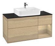 Тумба під раковину Villeroy & Boch Finion 120х50,1 см із підсвічуванням МДФ шпон дуба/скло чорне матове G172PCPC