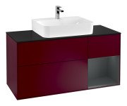 Тумба под раковину Villeroy & Boch Finion 120х50,1 см с подсветкой МДФ пион матовый лак/стекло черное матовое G172HGHB