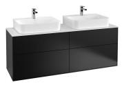 Тумба под раковину Villeroy & Boch Finion 160х50,1 см МДФ черный матовый лак/стекло белое матовое F18100PD