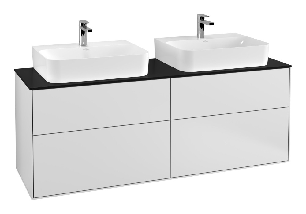 Тумба под раковину Villeroy & Boch Finion 160х50,1 см МДФ белый матовый лак/стекло черное матовое F18200MT