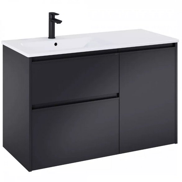 Тумба с раковиной Roca Gap Pro 100,5х46 см левосторонняя ДСП черный матовый A852061532