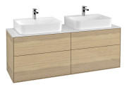 Тумба під раковину Villeroy & Boch Finion 160х50,1 см МДФ шпон дуба/скло біле матове F18100PC