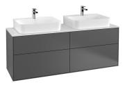 Тумба під раковину Villeroy & Boch Finion 160х50,1 см із підсвічуванням МДФ антрацит матовий лак/скло біле матове G18100GK