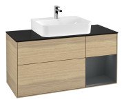 Тумба під раковину Villeroy & Boch Finion 120х50,1 см із підсвічуванням МДФ шпон дуба/скло чорне матове G172HGPC