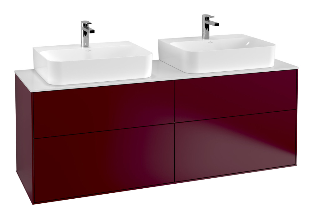 Тумба под раковину Villeroy & Boch Finion 160х50,1 см с подсветкой МДФ пион матовый лак/стекло белое матовое G18100HB