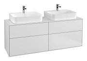 Тумба под раковину Villeroy & Boch Finion 160х50,1 см с подсветкой МДФ белый матовый лак/стекло белое матовое G18100MT