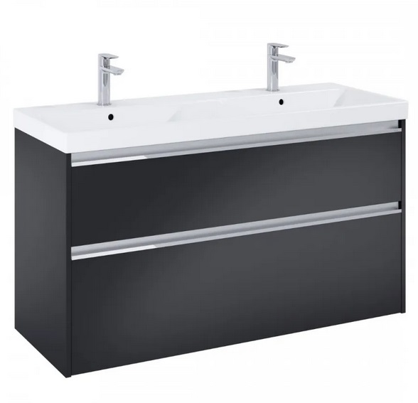 Тумба з подвійною раковиною Roca Gap Pro 120х46 см ДСП чорний матовий A852065532