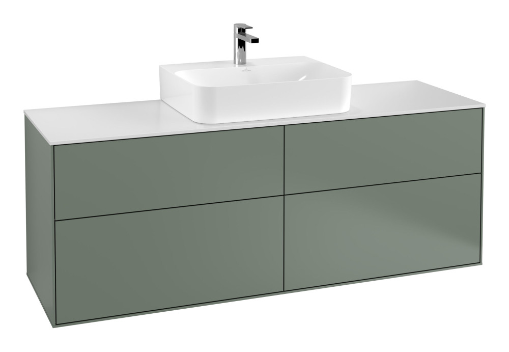 Тумба под раковину Villeroy & Boch Finion 160х50,1 см с подсветкой МДФ оливковый матовый лак/стекло белое матовое G19100GM