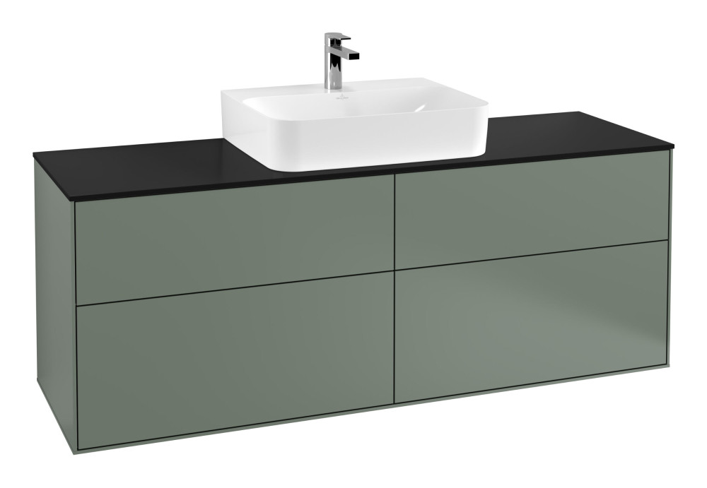 Тумба под раковину Villeroy & Boch Finion 160х50,1 см с подсветкой МДФ оливковый матовый лак/стекло черное матовое G19200GM