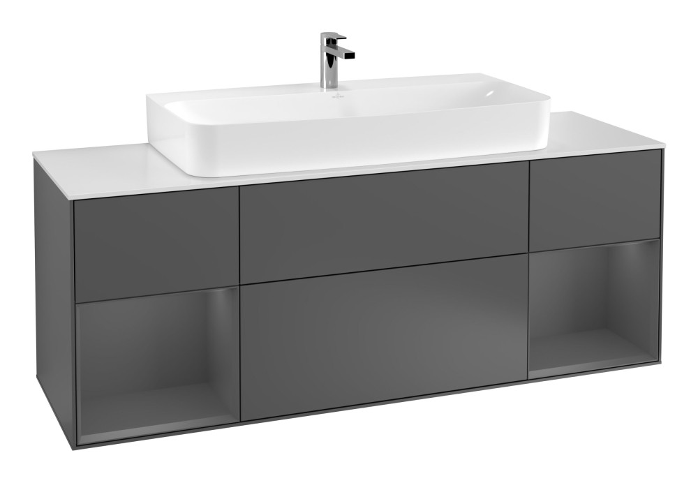 Тумба под раковину Villeroy & Boch Finion 160х50,1 см с подсветкой МДФ антрацит матовый лак/стекло белое матовое F211GKGK