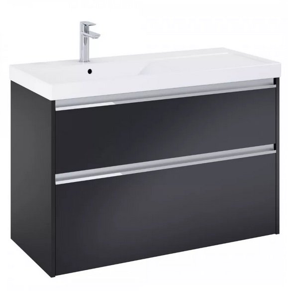 Тумба з раковиною Roca Gap Pro 100х46 см лівостороння ДСП чорний матовий A852058532