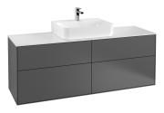 Тумба під раковину Villeroy & Boch Finion 160х50,1 см МДФ антрацит матовий лак/скло біле матове F19100GK