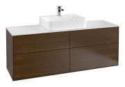 Тумба під раковину Villeroy & Boch Finion 160х50,1 см МДФ шпон волоського горіха/скло біле матове F19100GN