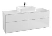 Тумба під раковину Villeroy & Boch Finion 160х50,1 см МДФ білий матовий лак/скло біле матове F19100MT