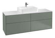 Тумба під раковину Villeroy & Boch Finion 160х50,1 см МДФ оливковий матовий лак/скло біле матове F19100GM