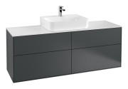 Тумба під раковину Villeroy & Boch Finion 160х50,1 см МДФ темно-синій матовий лак/скло біле матове F19100HG