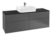 Тумба під раковину Villeroy & Boch Finion 160х50,1 см із підсвічуванням МДФ антрацит матовий лак/скло чорне матове G19200GK