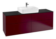 Тумба під раковину Villeroy & Boch Finion 160х50,1 см з підсвічуванням МДФ півонія матовий лак/скло чорне матове G19200HB