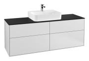 Тумба під раковину Villeroy & Boch Finion 160х50,1 см із підсвічуванням МДФ білий матовий лак/скло чорне матове G19200MT