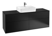 Тумба під раковину Villeroy & Boch Finion 160х50,1 см з підсвічуванням МДФ чорний матовий лак/скло чорне матове G19200PD