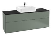 Тумба під раковину Villeroy & Boch Finion 160х50,1 см з підсвічуванням МДФ оливковий матовий лак/скло чорне матове G19200GM