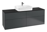 Тумба под раковину Villeroy & Boch Finion 160х50,1 см с подсветкой МДФ темно-синий матовый лак/стекло черное матовое G19200HG