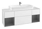 Тумба під раковину Villeroy & Boch Finion 160х50,1 см з підсвіткою МДФ білий глянцевий лак/скло біле матове F211GKGF