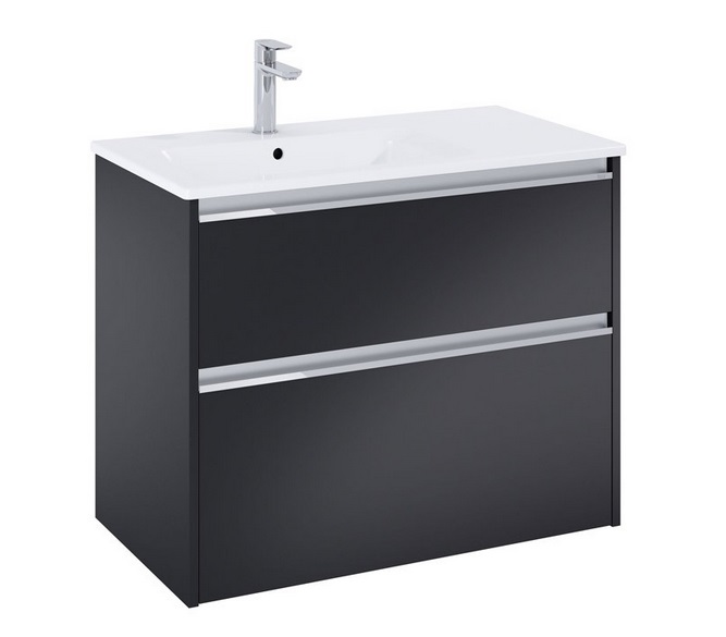 Тумба с раковиной Roca Gap Pro 80,5х46 см левосторонняя ДСП черный матовый A852053532