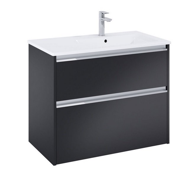 Тумба с раковиной Roca Gap Pro 80,5х46 см правосторонняя ДСП черный матовый A852054532