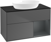 Тумба под раковину Villeroy & Boch Finion 100х50,1 см с подсветкой МДФ антрацит матовый лак/стекло черное матовое GA22HGGK