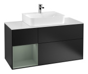 Тумба под раковину Villeroy & Boch Finion 120х50,1 см с подсветкой МДФ черный матовый лак/стекло белое матовое F161GMPD