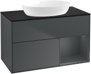 Тумба под раковину Villeroy & Boch Finion 100х50,1 см с подсветкой МДФ темно-синий матовый лак/стекло черное матовое GA22HGHG