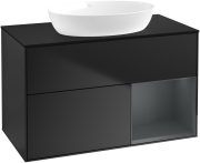 Тумба под раковину Villeroy & Boch Finion 100х50,1 см с подсветкой МДФ черный матовый лак/стекло черное матовое GA22HGPD