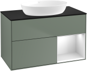 Тумба под раковину Villeroy & Boch Finion 100х50,1 см с подсветкой МДФ оливковый матовый лак/стекло черное матовое GA22MTGM